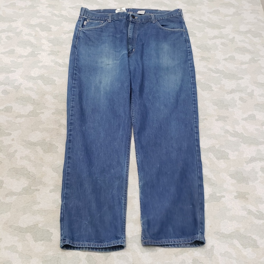 Carhartt FR Jeans Mens 40x30 Blue Relaxed Fit Welding Workwear Denim